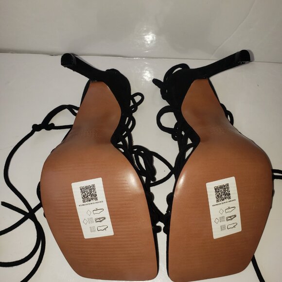 ASOS DESIGN Nina strappy tie leg heeled sandals in black size 5 - Picture 12 of 15